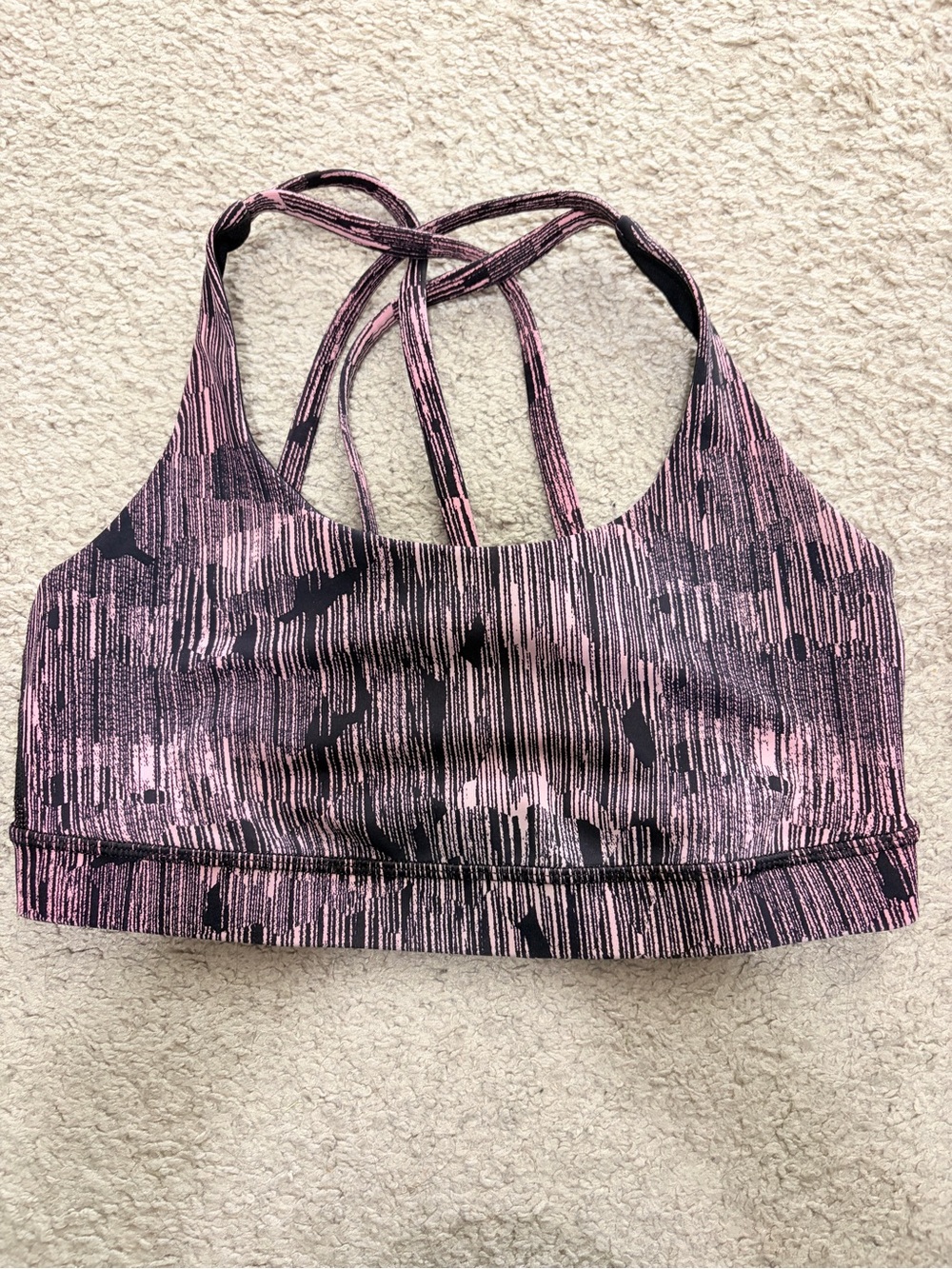 lululemon athletica Pink and Black Strappy Sports Bra